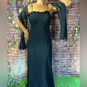 Betsy & Adam Formal Blue Gown with Scarf